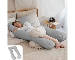 Oreiller de maternité Litollo® XXL - Coussin nutritionnel - Oreiller de corps - Oreiller de corps - 280cm - Avec sac de rangement - Housse détachable - Gris