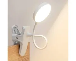 1 pièce - Veilleuse de chevet LED- Lampe de lecture portable à pince 3 couleurs - Alimentation USB - Petite lampe de bureau à pince - Pour chambre, bureau, bureau - Blanc