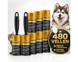 Kledingroller - 480 kleefvellen - kleefroller - kattenhaar verwijderaar - pluizenroller - kledingborstel - ontpluizer - pluisjes - pluizenverwijderaar - plakroller - lint roller - kleding - hondenhaar - ontpiller - pluisroller - stofroller - cat hair