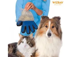 WizBay Premium Select® Grooming Handschoen met 259 Pins - Haarverwijderaar voor alle Huisdieren - Maat Universeel - Blauw