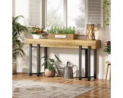 Tribesigns Consoletafel - Sidetable - Hout - Bruin - Industrieel - 160 x 30 x 80 cm - Console Tafel voor Hal, Woonkamer, Entree
