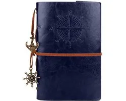 Lederen notitieboek B6 blauw vintage
