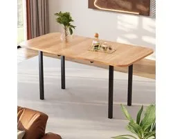 Table à manger Wishdor extensible 120–160 cm en MDF, couleur American White Oak, design minimaliste moderne