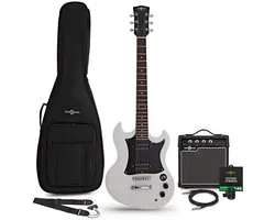 Brooklyn Electric Guitar White, 10W Guitar Amp & Accessory Pack