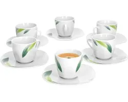 Set van 6 espressokopjes met Siena espressoschotel
