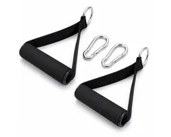 Consumerce® Set van 2 Strap Handles met Karabijnhaak - D-Ringen Fitness Handgrepen - Krachttraining Accessoires Krachtstation - Cable Crossover - Handvaten