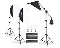 Kit d'éclairage Softbox avec 3 Softboxes et lampes LED pour la Photographie