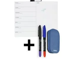DESQ® Weekplanner met Stiften en Wisser - Whiteboard - Frameloos - Magnetisch - Droog Uitwisbaar - Verticale indeling - 40 x 50 cm