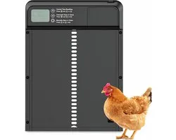 Kippenluik Automatisch Incl. 3 Batterijen Timer en Montage Set - Kippendeur Automatisch - Kippenluikje Hokopener - Zwart