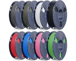 Bundle de filament pour imprimante 3D multicolore - 250 g PLA mat 1,75 mm - 8 pièces