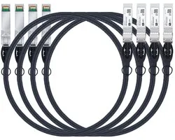 H!Fiber.com 4 Pack SFP+ Cable, 10G SFP+ DAC, 2M (6.6ft), Passive Direct Connection Copper Twinax Cable for Cisco SFP-H10GB-CU2M, Ubiquiti UniFi UC-DAC-SFP+, Meraki, Mikrotik, Intel, Fortinet