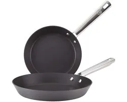 Anolon Professional Hard geanodiseerd 20 cm en 28 cm Frypan Twinpack-Black, Set van 2 Fry Pan Twin Pack, 20-28 cm, aluminium, zwart, 2028 cm, 2