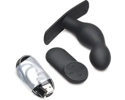 XR Brands P-Spot Plugger - Siliconen Prostaatplug met Harnas en Afstandsbediening black