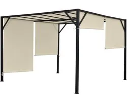 Pergola Baia, tuinpaviljoen terrasoverkapping, stevig 6cm stalen frame + schuifdak ~ 4x3m