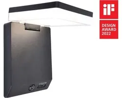 LUTEC Moze - LED solar wandlamp voor buiten - AWARD WINNING DESIGN - PIR bewegingssensor - Dag/nacht sensor - Premium aluminium - 1000Lm krachtig licht - 4000K helder wit licht - IP44 weerbestendig - Mat zwart