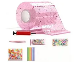Ruban adhésif - Rubans adhésifs - Ruban adhésif large - Kit de ruban adhésif double face nano pailleté - Kit de ruban à bulles - Avec paillettes, pailles, pinces et autocollants - 1mm x 5cm x 3m - Rose