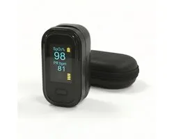 BDM CARE ® Medische Saturatiemeter - Saturatiemeter zuurstofmeter vinger - Zuurstofmeter Vinger inclusief Hartslagmeter - Pulse Oximeter - Gratis opberghoes - (Incl. batterijen)