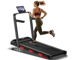 ROBORE X8F elektrische loopband met automatische helling 0-20%, onderbureau walking pad 1-12 km/h, borstelloze 3,0 PK motor ultra stil onder 45 dB, max 159 kg draaggewicht, LED-scherm en afstandsbediening voor thuis en kantoor