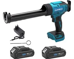 Pistolet à mastic, pistolet à mastic électrique anti-goutte avec poussée de 200 kg, pistolet à mastic silicone sans fil avec technologie de flux constant, pistolets à mastic légers avec éclairage LED