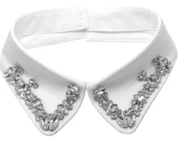 Ericotry Dames Strass Nep Kraag Wit Afneembare Faux Half Shirt Blouse Revers Choker voor Dagelijkse Feestkleding