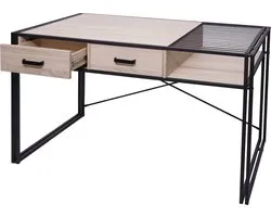 Bureau MCW-H91, bureau computer, industrieel 76x120x70cm ~ eiken look