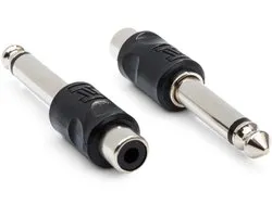 Hosa Technology GPR-101 RCA naar 6,35 mm TS adapter – 2 stuks – RCA female naar jack male – zwart