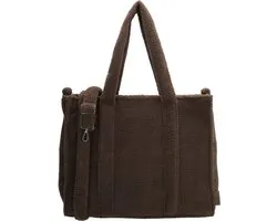 Beagles Lugo Shopper - Sac Teddy - Compartiment ordinateur portable 15,6 pouces - Sac bandoulière - Sac à main - Sac femme - Sac ordinateur portable - Travail - École - Tote Bag - Sac femme - Brun foncé