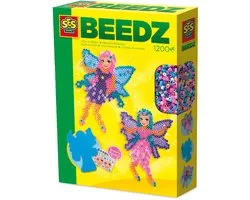 SES Creative - Beedz - Elfjes - 1200 Strijkkralen met Grondplaten en Glitter Stickers - Vanaf 5 Jaar
