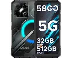 DOOGEE Blade GT Pro 5G - Smartphone - Robuuste Smartphone - 32GB RAM + 512GB ROM/2TB TF - Android 14 - 5800mAh/18W - 6,72 inch FHD+ 120Hz Scherm - IP68 Waterdicht - Dimensity 7025 - 100MP AI Camera - Face ID - RGB LED - NFC - Zwart