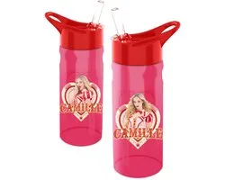 Camille Dhont - Bouteille d'eau Camille 500 ml - Rose foncé avec bouchon rouge - paille dépliable - Circus 2026