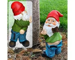 Ondeugende Tuinkabouter met Opgeheven Middelvinger - Grappig en Eigenzinnig Decoratief Beeld voor je Tuin