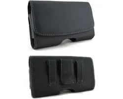 Riem Holster lederen Case Cover voor Samsung Galaxy E5 / Galaxy S4 Active / Moto G 2014 / Huawei Honor 6 / Ascend G630 / HTC One M9 /  Asus Zenfone 5 Lite A502CG / etc Kleur Zwart