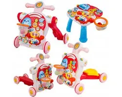 COIL Baby Loopwagen 4 in 1 met Licht & Geluid – Multifunctionele Activiteitentafel – Leer Lopen Walker – Educatief Speelgoed 12 Maanden+ - Roze