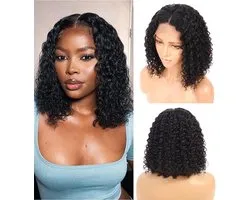 Lace Front 13×4 Deep Wave Curly Bob Wig - 10 Inch Human Hair Wig