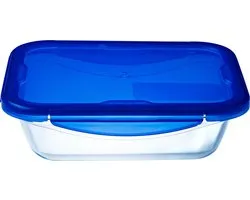 Pyrex - Cook & Go Schaal Rechthoek met Deksel 0,8 liter - Transparant