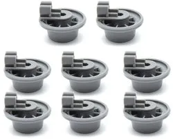 Roulettes de panier inférieur - Roulettes universelles pour lave-vaisselle - Compatibles avec Bosch, Siemens, Atag , Balay, Neff - 8 pièces - 37 mm - Grijs