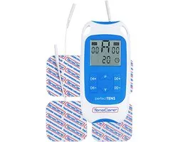 TensCare - Perfect TENS - Douleur cervicale - Appareil TENS à double canal - 8 programmes - Soulagement de la douleur - Électrothérapie - Stimulateur musculaire - Thérapie de la douleur