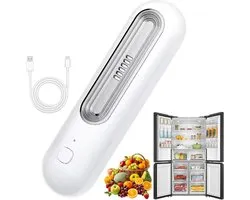 Désodorisant Électrique pour Réfrigérateur - Purificateur d'Air Rechargeable USB & Désodorisant - Garde les Aliments Plus Frais Plus Longtemps - Générateur d'Ozone - Blanc