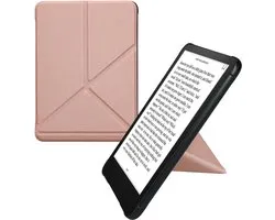 kwmobile e-reader hoesje geschikt voor Amazon Kindle Paperwhite (2024) / Colorsoft hoes - Ereader flip case met standaard - E reader cover van kunstleer - In roségoud