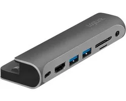 LogiLink UA0385, USB Type-C, 60 W, Noir, Argent, MicroSDHC, MicroSDXC, MiniSD, SDHC, SDXC, 4K Ultra HD, 60 Hz