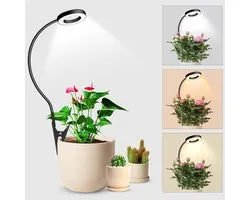 Clip-On Kweeklamp - LED Plantenlamp - Full Spectrum Kweeklamp Met Timer - 10 Helligheidsstanden - 360° Beweegbare Schenkel - Voor Binnenplanten - Grondpin En Clipsbevestiging