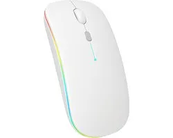 Nuvance Draadloze Muis LED - Bluetooth - Stil - Laptop & Gaming - Draadloos - Computermuis - Links & Rechtshandig - Wit