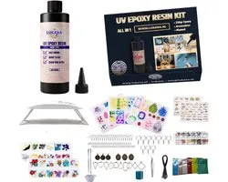 Lukana UV Resin Epoxy Starterspakket - Sieradenpakket - 250 Gram - Epoxy Giethars - Incl. 36W UV LED lamp - Sieraden maken - Epoxy Resin - Transparant - Giethars - Gieten - DIY - Kant en Klaar - Alles in één - Zonder te Mengen