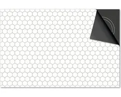 Protection induction 59x52 - plaque de recouvrement tapis induction - Dietrix Protection plaque de cuisson - DELUXE - Hexagone - Hexagone lignes noires crème