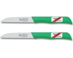 Robert Herder Klassiker 1966 Couteau à pomme de terre 8,5 cm inox - Manche plastique vert - 2 pièces