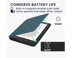 kwmobile e-reader hoesje geschikt voor Kobo Aura H2O Edition 2 hoes - Ereader flip case met standaard - E reader cover van kunstleer - In petrol