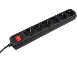 VB Extend Power Strip - Rallonge avec interrupteur et terre - Longueur de câble 5 mètres - 3 x 1,5 mm² - 6 fois - Zwart