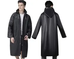 Trizand regenjas - zwart - unisex - one size - met capuchon - drukknopen