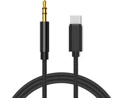 ThunderGold Aux Kabel USB C Auto - USB C naar Headphone Jack Audio Aux Kabel - 3,5 mm - 1 Meter - Zwart