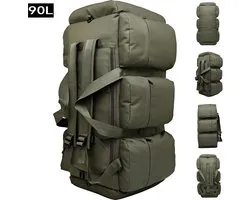 CarryQuest® - 90L Wandelrugzak - Multifunctionele Nylon Hiking Backpack met Laptopvak, Rugventilatie, Front-/Toploader & Waterafstotend Outdoor Ontwerp - 76x38x36 cm - Groen